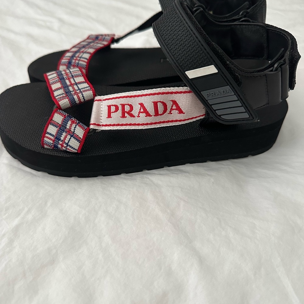 Prada Women's Black and Plaid Sandals - Picture 5 of 6